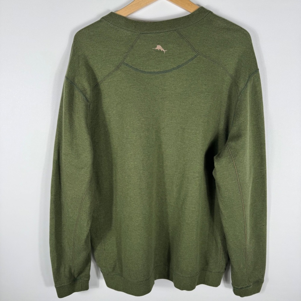 Tommy Bahama Reversible Split Neck Sweatshirt Mens XL Olive Green Tan - Picture 4 of 9